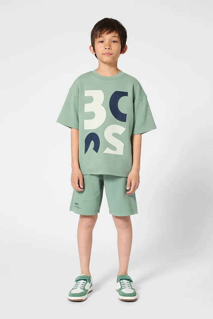 BOSS t-shirt bawełniany dziecięcy nadruk zielony J52990.114.150