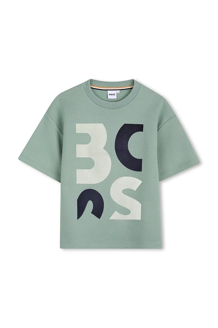 BOSS t-shirt bawełniany dziecięcy J52990.114.150 zielony SS26