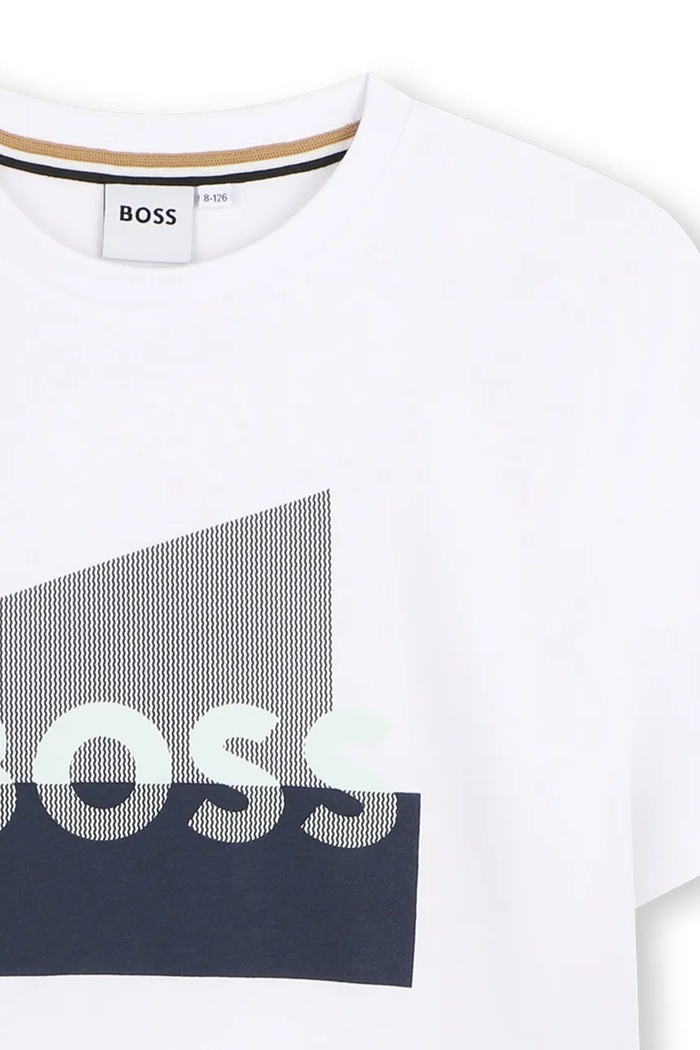 Chłopiec BOSS t-shirt bawełniany dziecięcy J52978.102.108 biały