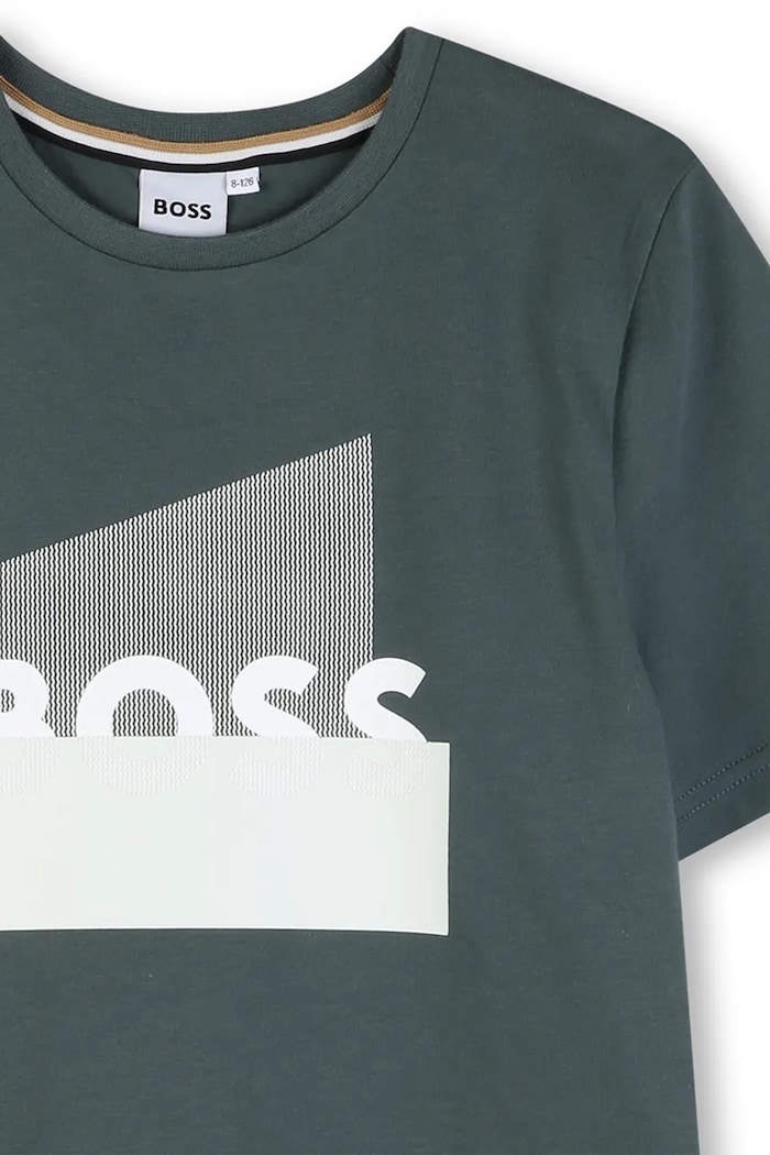 Chlapec Detské bavlnené tričko BOSS J52978.102.108 zelená