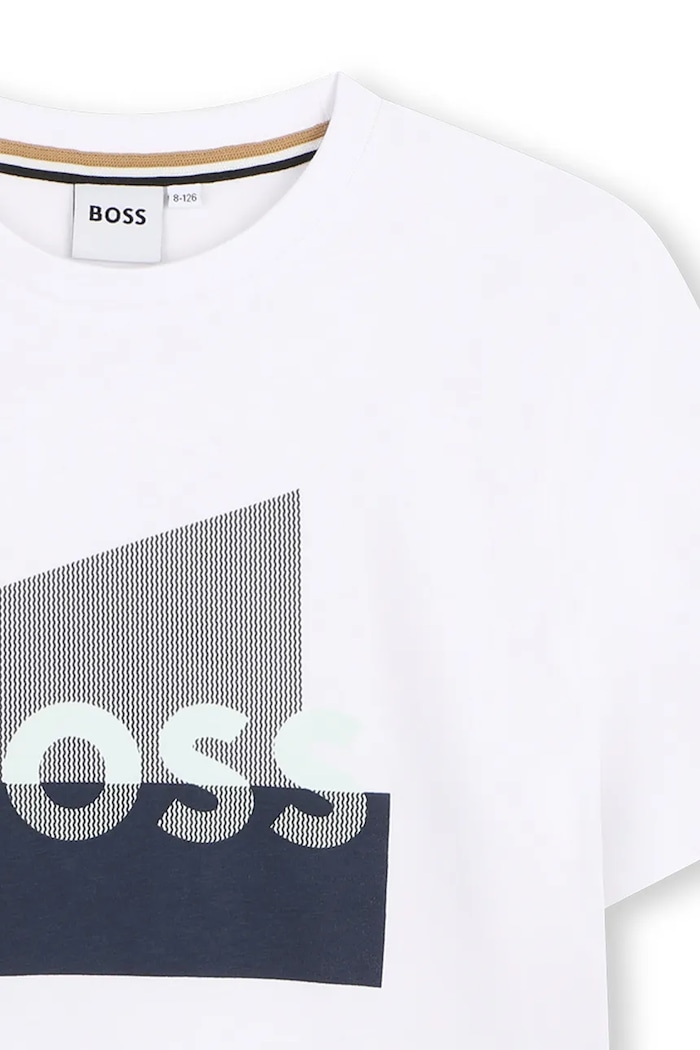 Chłopiec BOSS t-shirt bawełniany dziecięcy J52978.114.150 biały