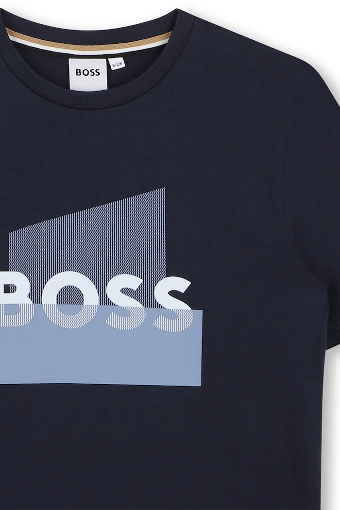 Chłopiec BOSS t-shirt bawełniany dziecięcy J52978.114.150 granatowy