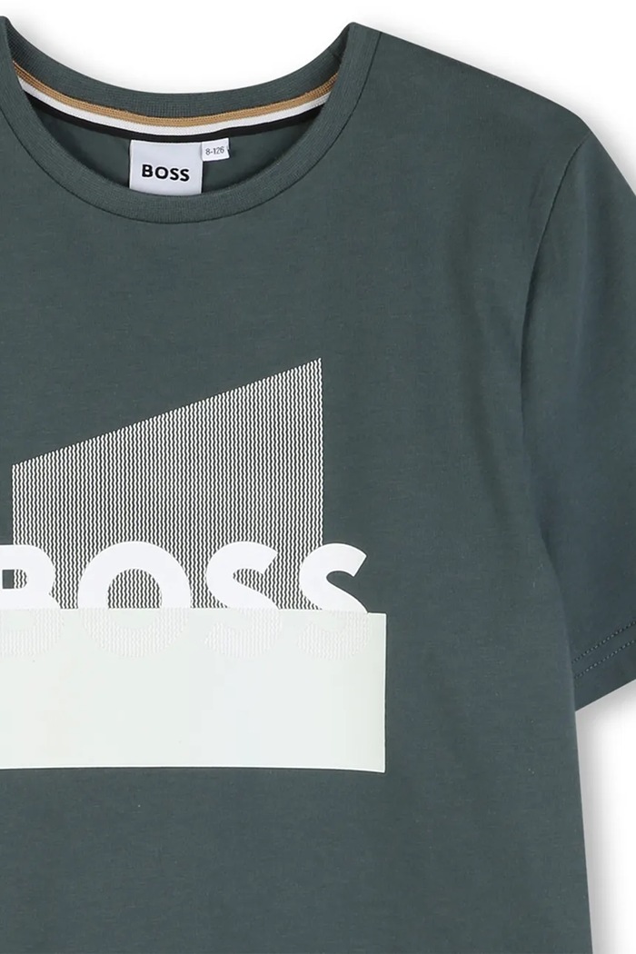 Chlapec Detské bavlnené tričko BOSS J52978.114.150 zelená