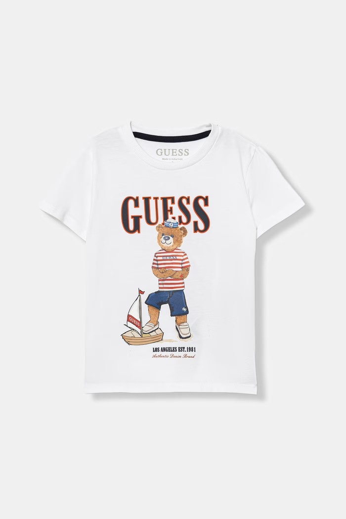 Dětské bavlněné tričko Guess kulatý bílá N6GI04.K8HM4.PPY2.M