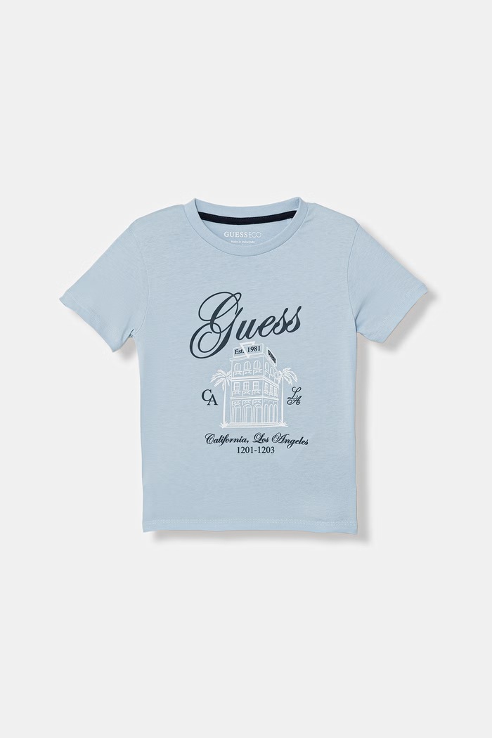 Detské bavlnené tričko Guess bavlna modrá N6GI00.K8HM4.PPY2.M