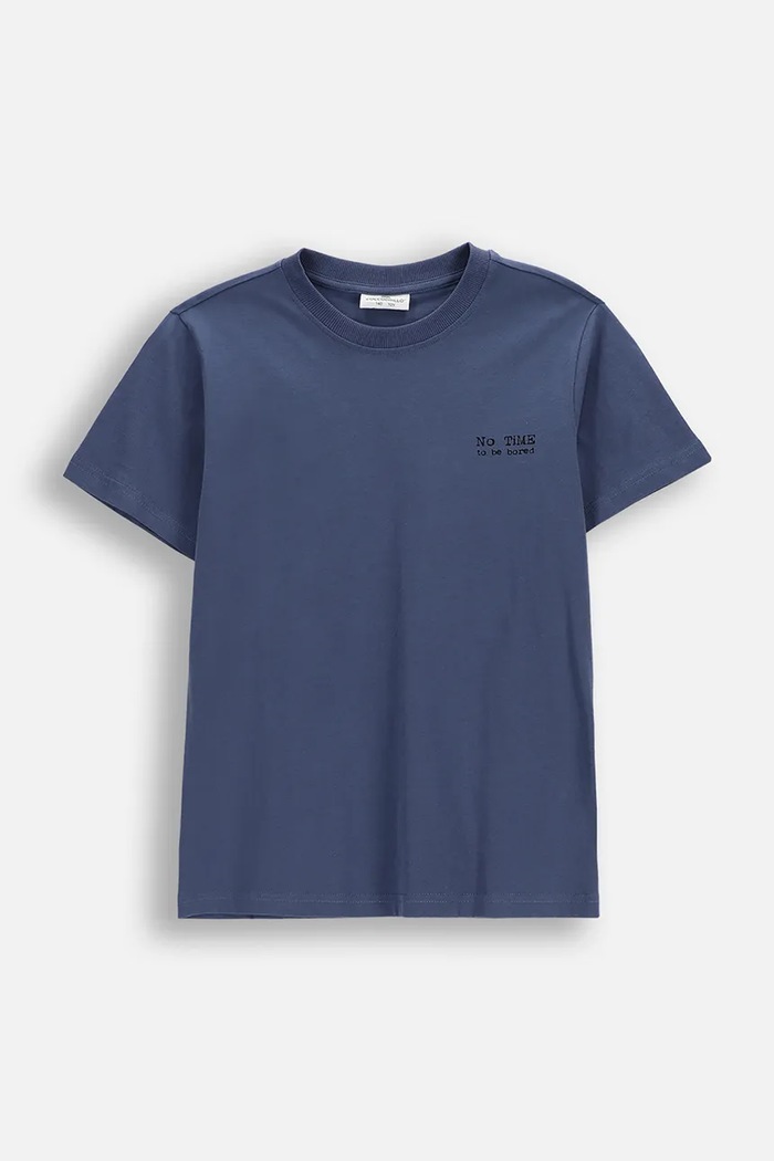 Coccodrillo t-shirt bawełniany dziecięcy nadruk niebieski WC6143230VBA