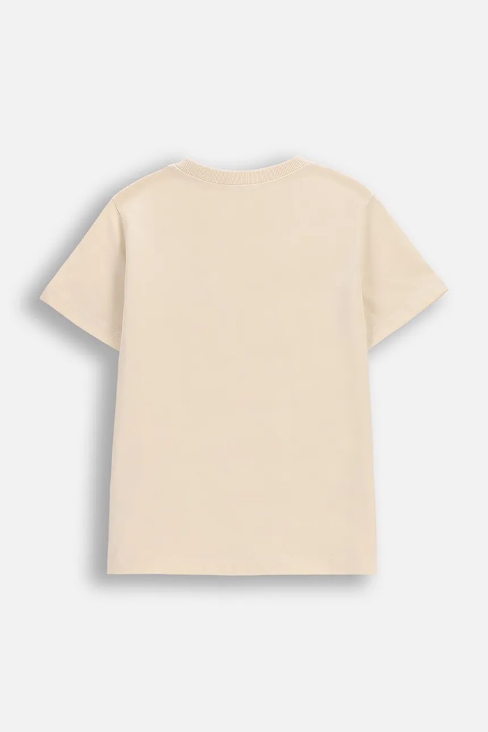 Coccodrillo t-shirt bawełniany dziecięcy WC6143203FBK beżowy SS26