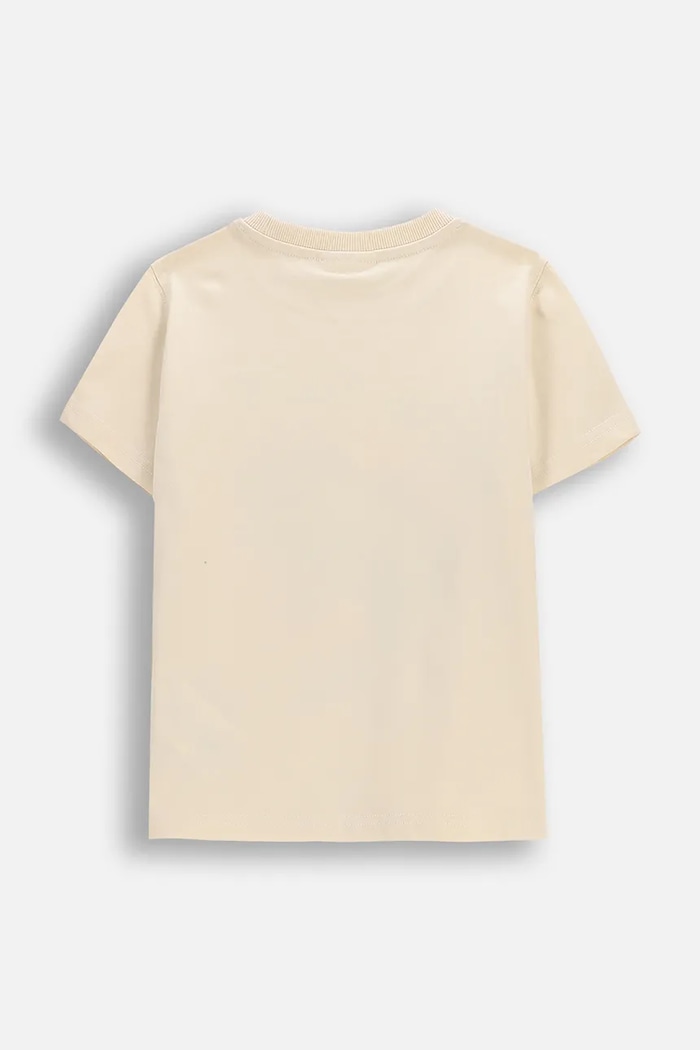 Coccodrillo t-shirt bawełniany dziecięcy WC6143204FBK beżowy SS26