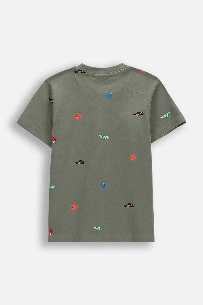 Coccodrillo t-shirt bawełniany dziecięcy WC6143208FBK zielony SS26