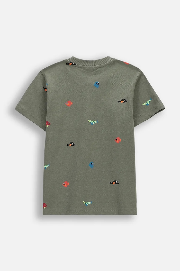 Coccodrillo t-shirt bawełniany dziecięcy WC6143208FBK zielony SS26