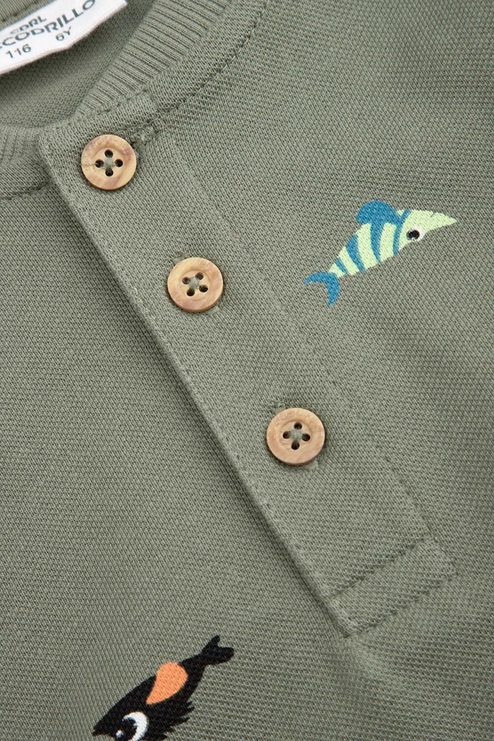 Coccodrillo t-shirt bawełniany dziecięcy zielony WC6143208FBK