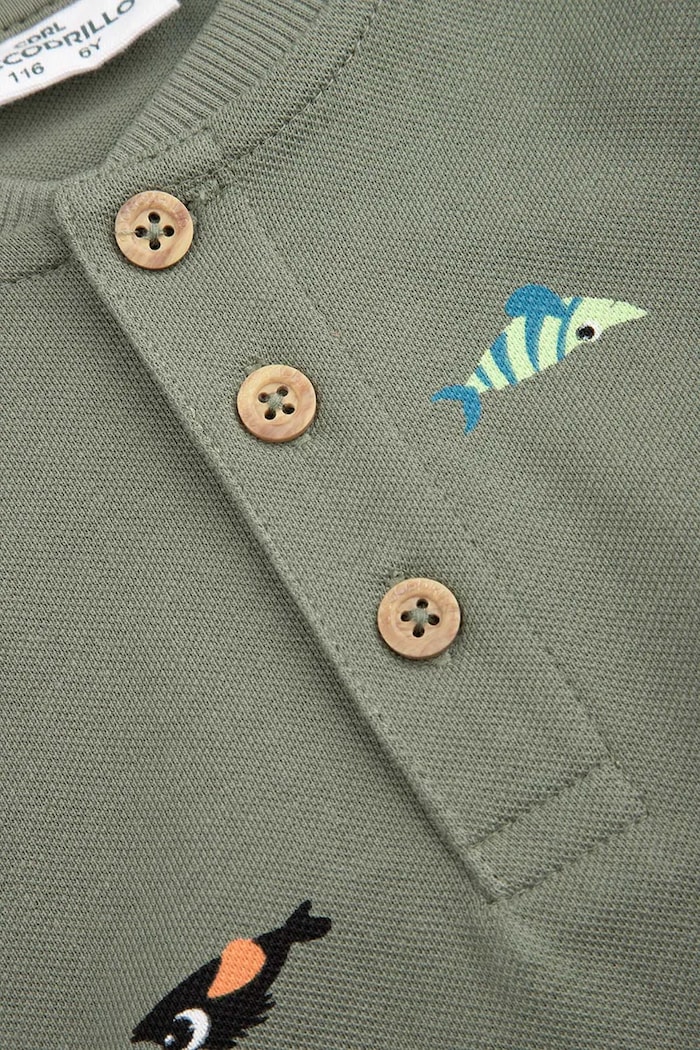 Coccodrillo t-shirt bawełniany dziecięcy zielony WC6143208FBK