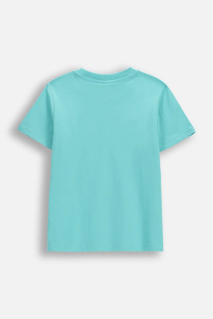 Coccodrillo t-shirt bawełniany dziecięcy WC6143203RBK turkusowy SS26