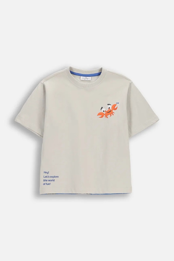 Coccodrillo t-shirt bawełniany dziecięcy nadruk szary WC6143204RBK