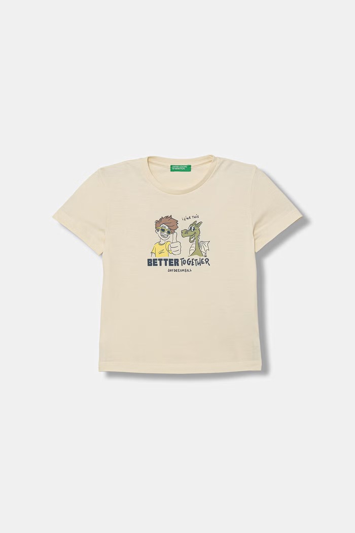 United Colors of Benetton tricou pentru copii din bumbac bej 3I1XG10MA.P.Stagionale