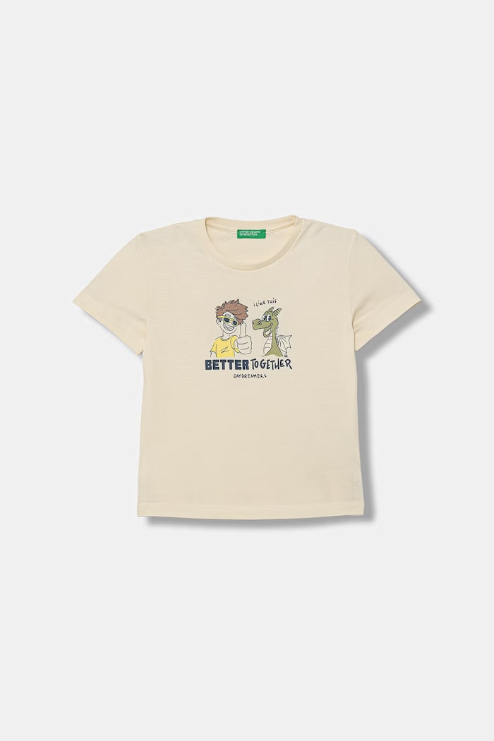 United Colors of Benetton tricou pentru copii din bumbac bej 3I1XG10MA.P.Stagionale