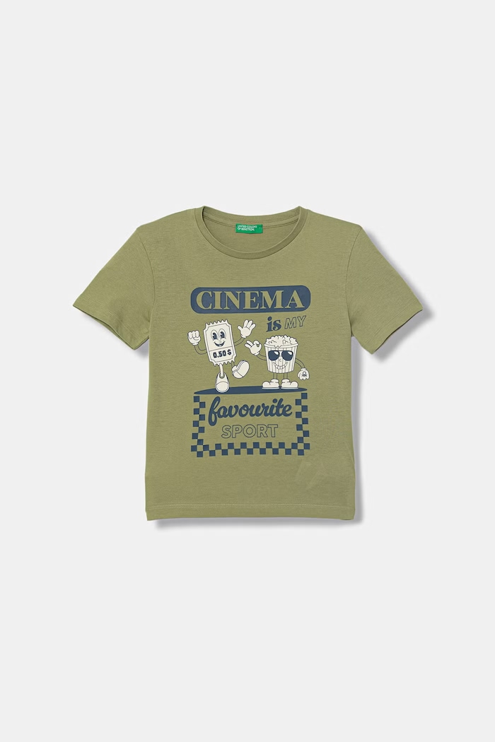 United Colors of Benetton tricou pentru copii din bumbac verde 3I1XG10MA.P.Stagionale