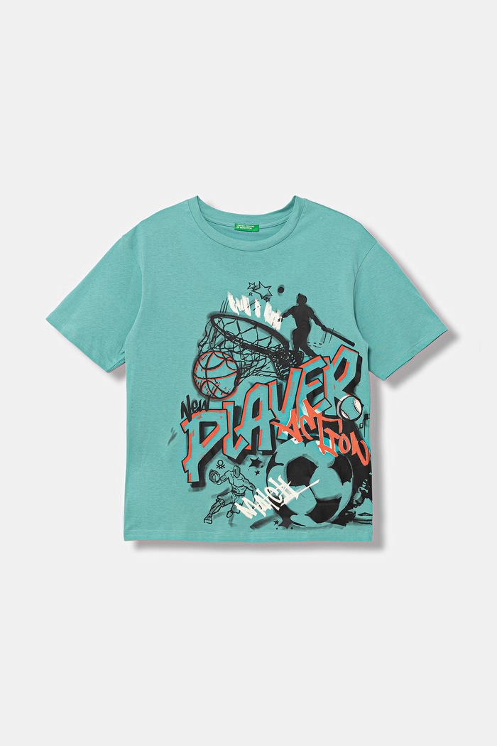 Detské bavlnené tričko United Colors of Benetton tyrkysová 3I1XC10SU.G.Stagionale