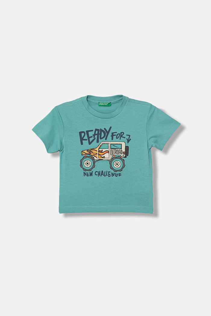 United Colors of Benetton tricou pentru copii din bumbac turcoaz 3I1XG10MF.P.Stagionale