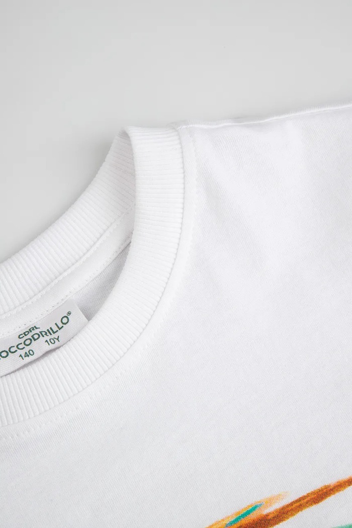 Chłopiec Coccodrillo T-shirt dziecięcy bawełniany WC6143205VBB biały