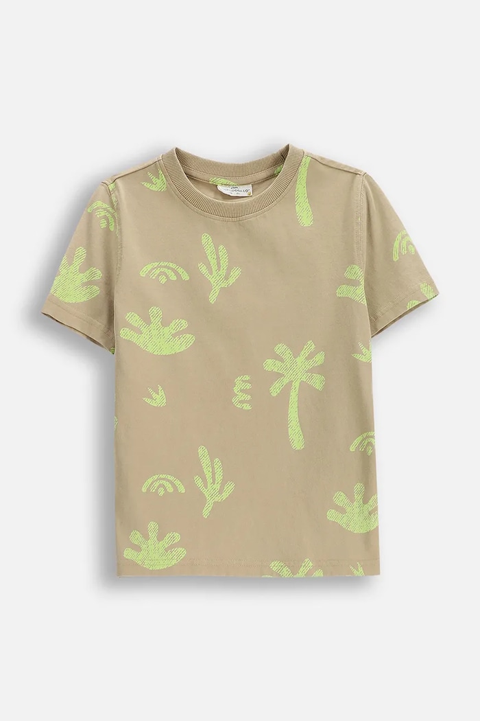 Coccodrillo T-shirt dziecięcy bawełniany WC6143203TBK beżowy SS26