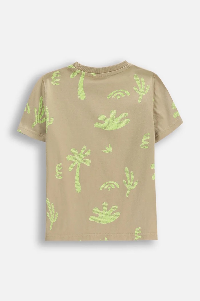 Chłopiec Coccodrillo T-shirt dziecięcy bawełniany WC6143203TBK beżowy
