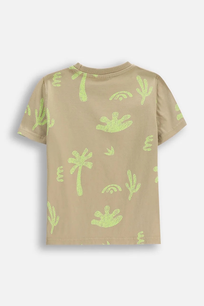 Chłopiec Coccodrillo T-shirt dziecięcy bawełniany WC6143203TBK beżowy