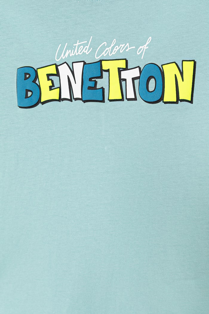 Chłopiec United Colors of Benetton T-shirt dziecięcy bawełniany 3I1XG10MX.P.seasonal turkusowy