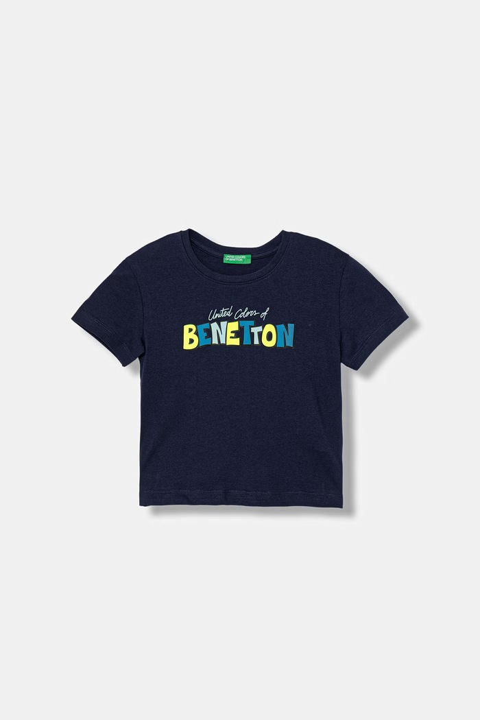 United Colors of Benetton T-shirt dziecięcy bawełniany granatowy 3I1XG10MX.P.seasonal