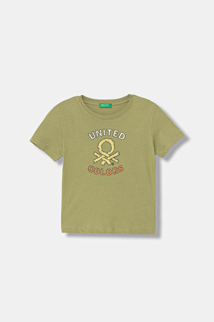 United Colors of Benetton T-shirt dziecięcy bawełniany zielony 3I1XG10MX.P.seasonal