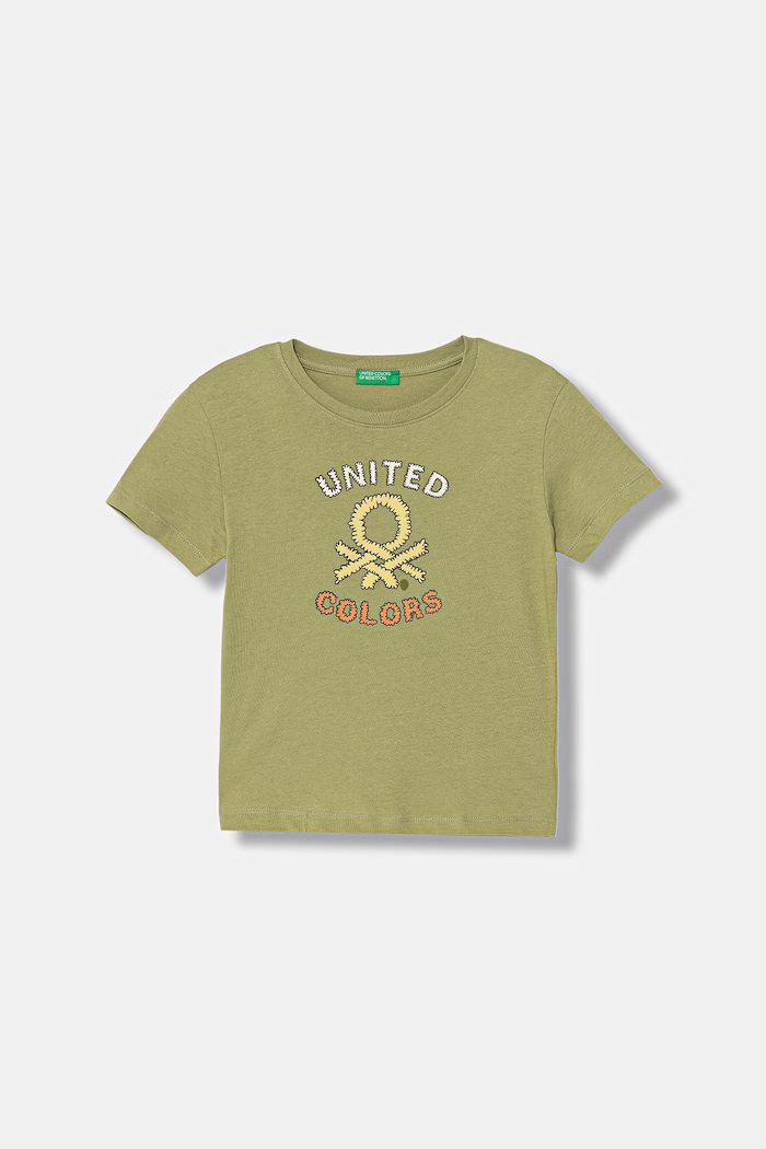 United Colors of Benetton T-shirt dziecięcy bawełniany zielony 3I1XG10MX.P.seasonal