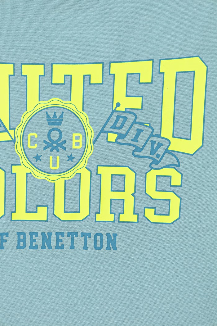 Chłopiec United Colors of Benetton T-shirt dziecięcy bawełniany 3I1XC10TF.G.seasonal turkusowy