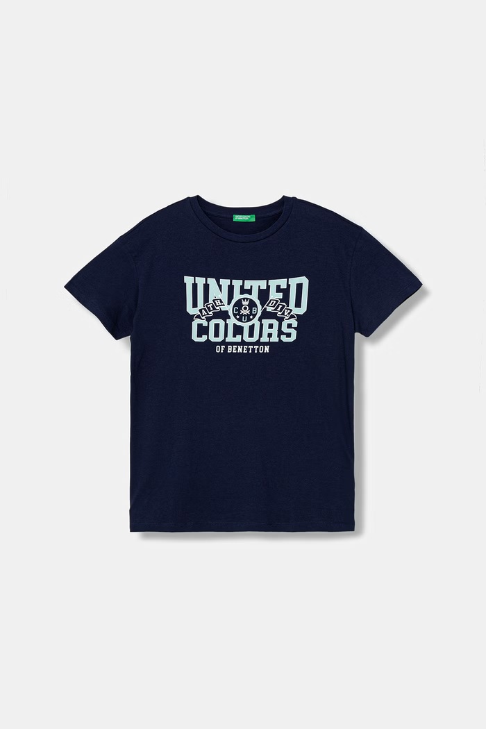 United Colors of Benetton T-shirt dziecięcy bawełniany granatowy 3I1XC10TF.G.seasonal