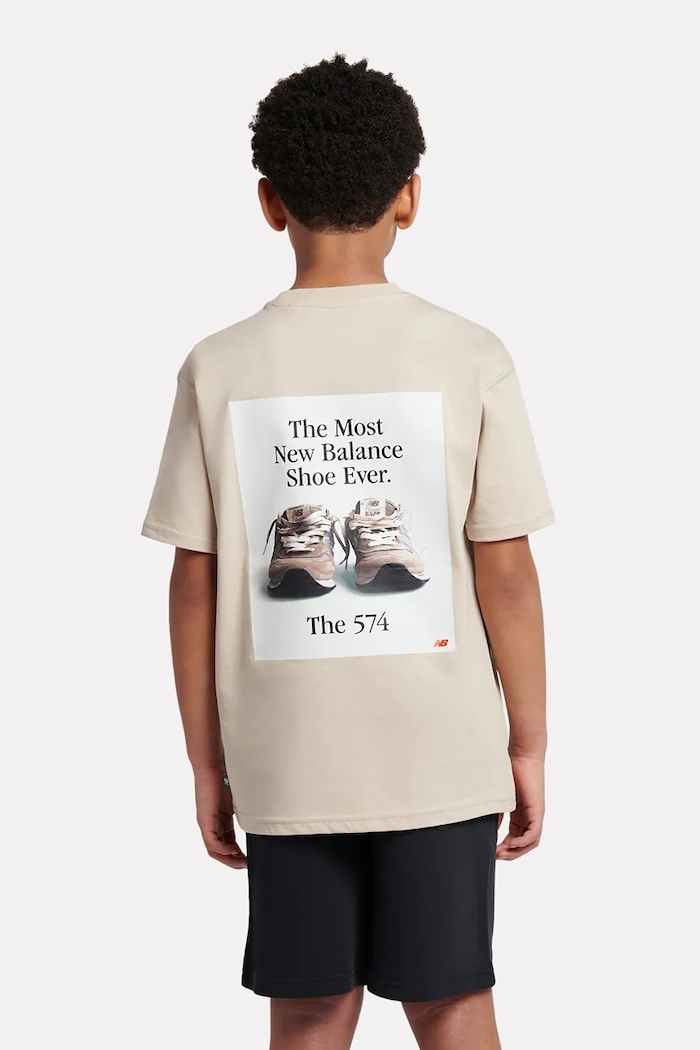 New Balance tricou pentru copii, din bumbac bej YT61A21A