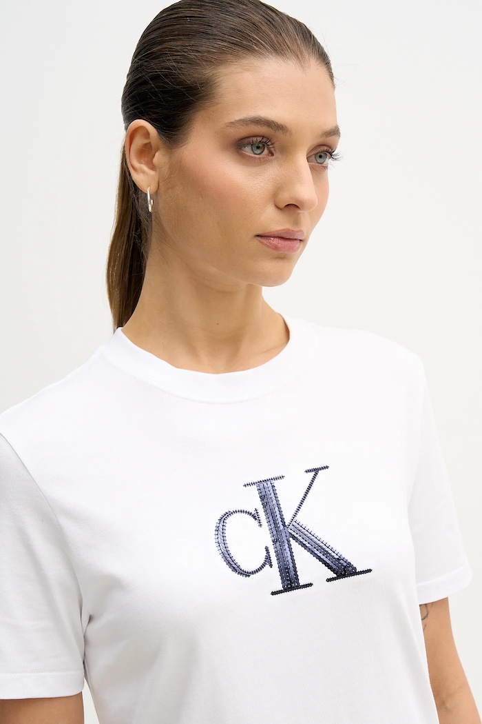Calvin Klein Jeans pamut póló fehér LV044E215G