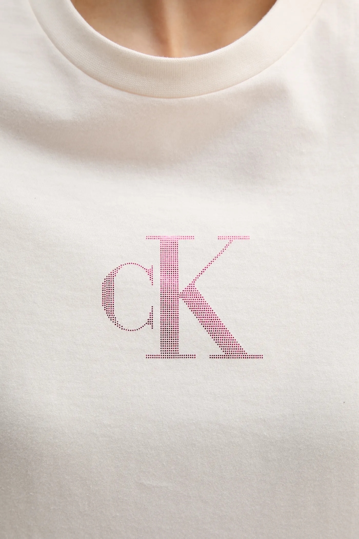 Βαμβακερό μπλουζάκι Calvin Klein Jeans LV047E804G μπεζ
