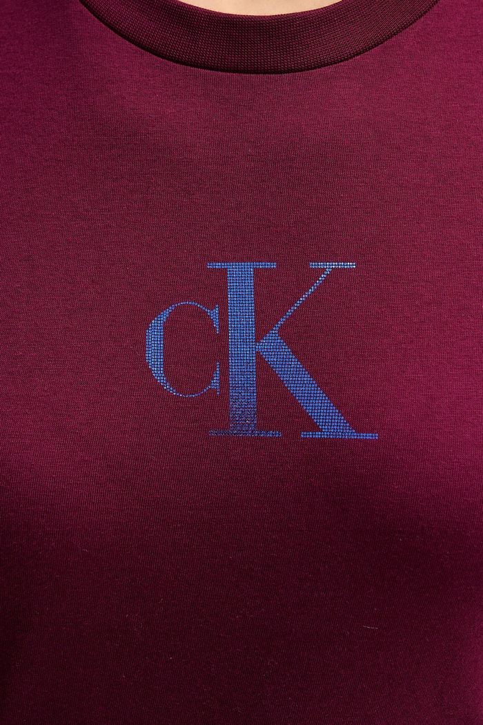 Памучна тениска Calvin Klein Jeans LV047E804G бордо