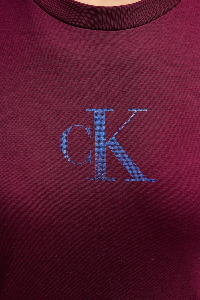 Памучна тениска Calvin Klein Jeans LV047E804G бордо