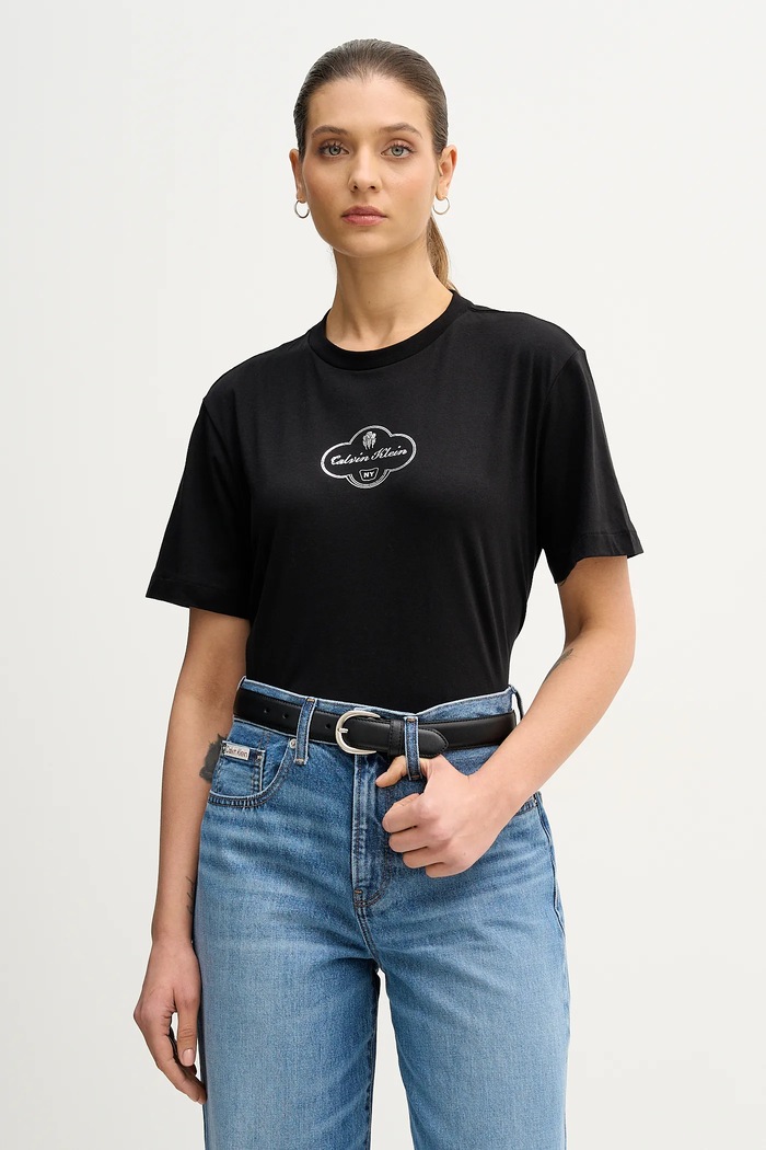 Calvin Klein Jeans t-shirt γυναικείο βαμβακερό βαμβάκι μαύρο LV047E811G