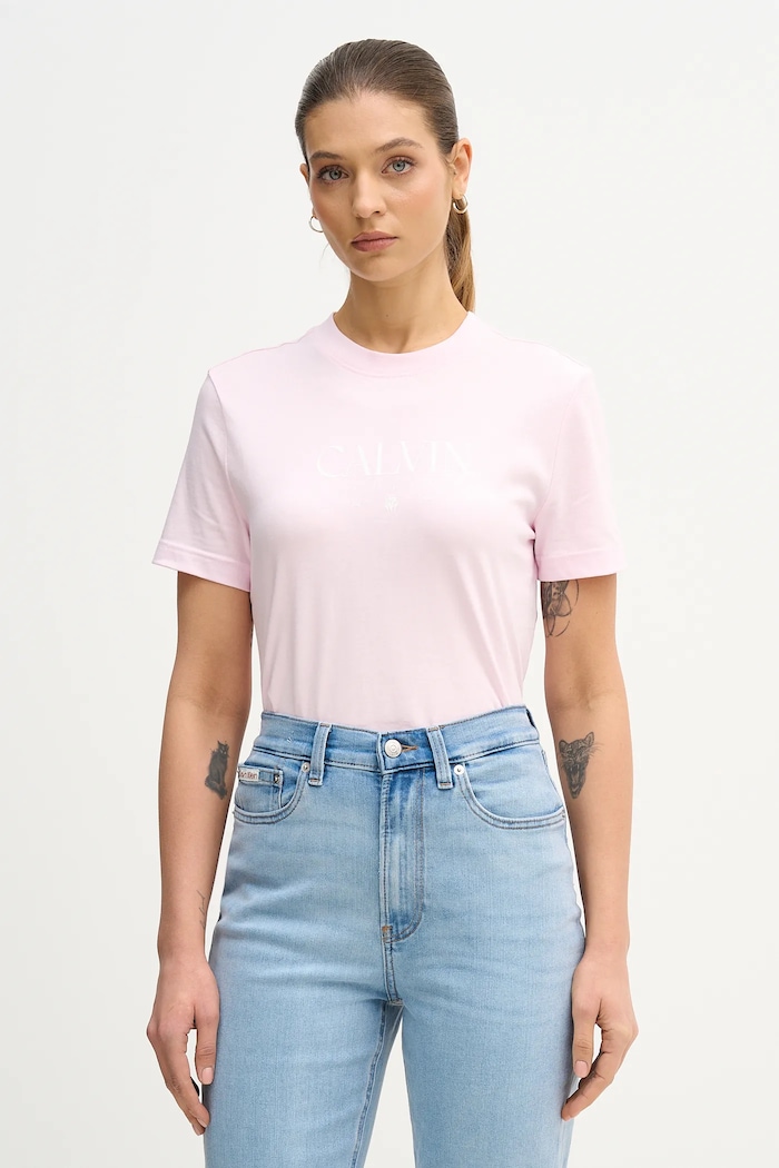 Calvin Klein Jeans pamut póló pamut rózsaszín LV047E813G
