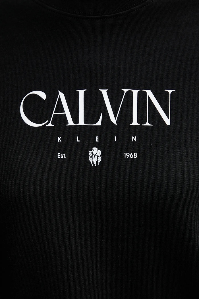 Памучна тениска Calvin Klein Jeans LV047E813G черен