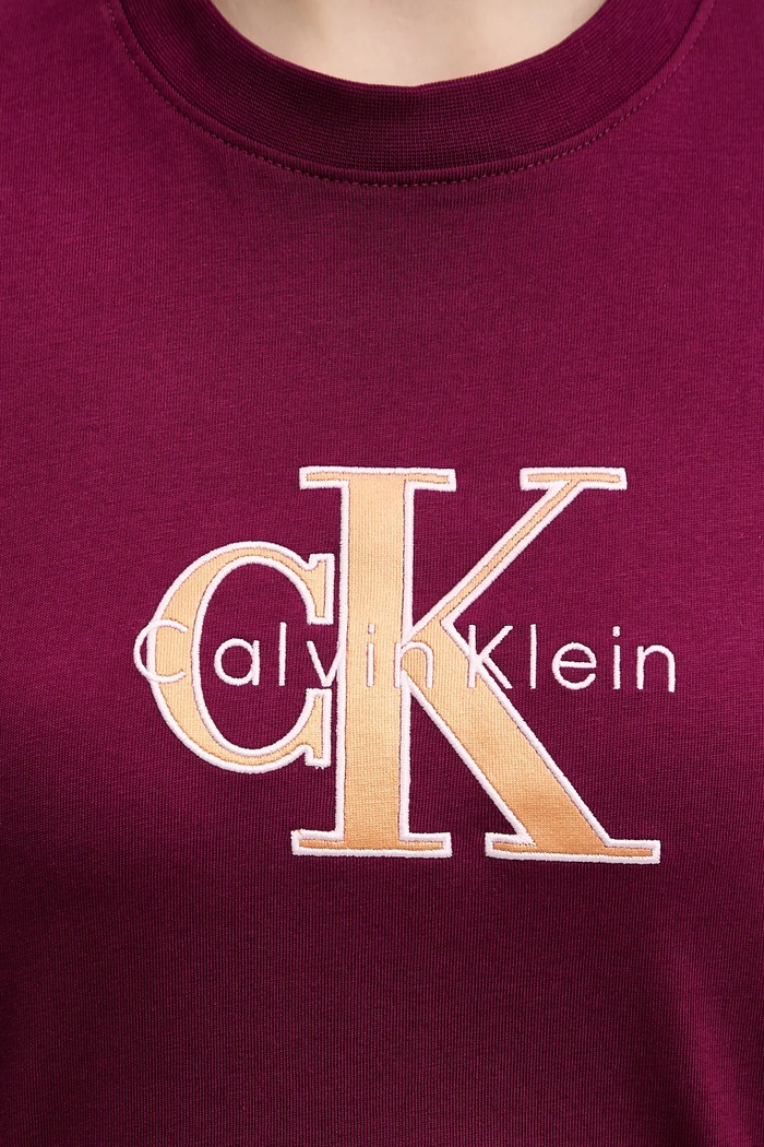 Βαμβακερό μπλουζάκι Calvin Klein Jeans LV047E819G μπορντό