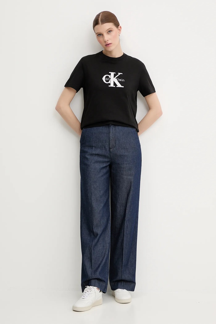 Bavlněné tričko Calvin Klein Jeans LV047E819G černá SS26