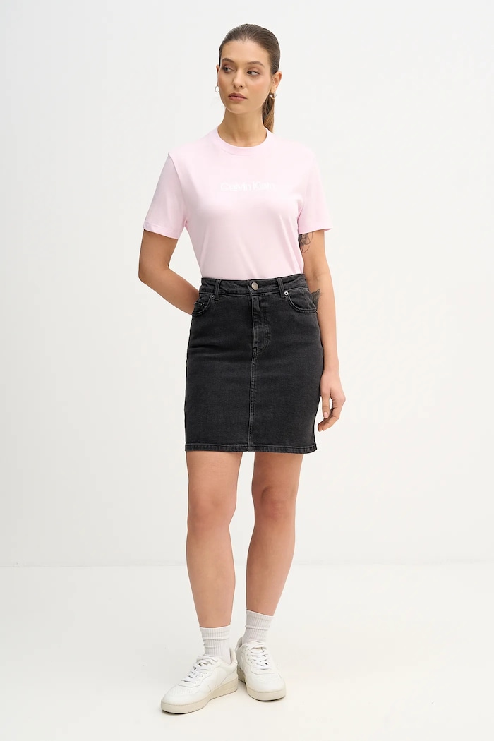 Calvin Klein Jeans pamut póló LV047E821G rózsaszín SS26