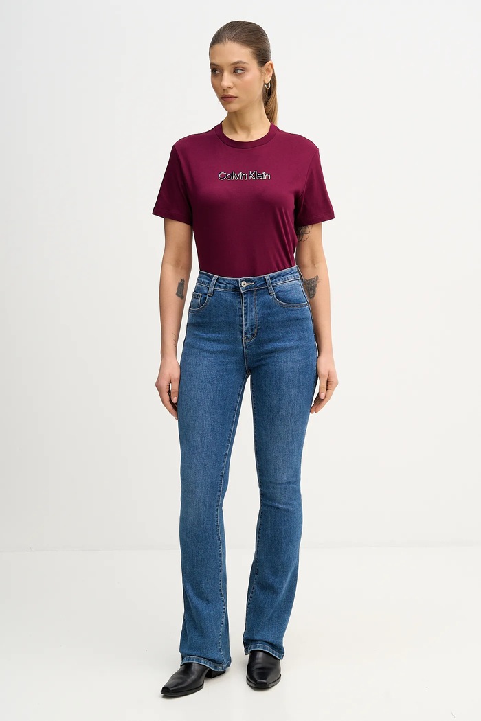 Calvin Klein Jeans t-shirt bawełniany LV047E821G bordowy SS26