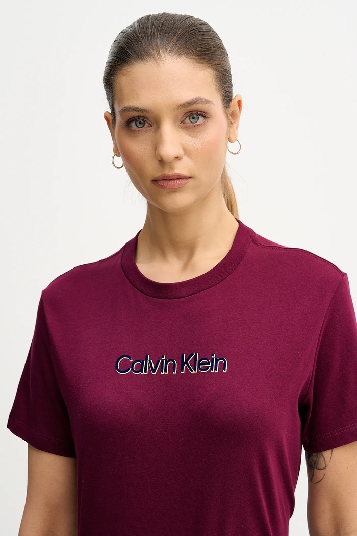 Calvin Klein Jeans t-shirt bawełniany bordowy LV047E821G