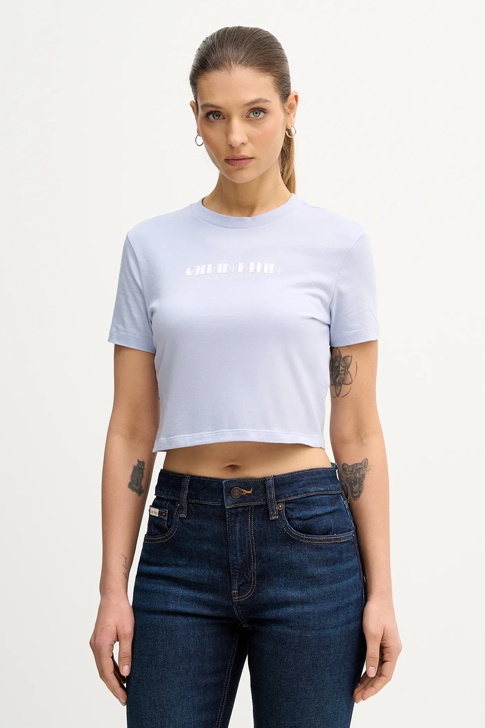 Calvin Klein Jeans pamut póló pamut kék LV047E823G
