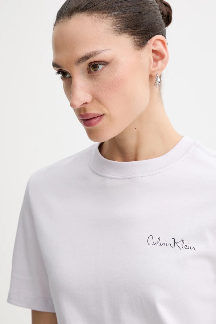 Bavlněné tričko Calvin Klein Jeans fialová LV047E809G
