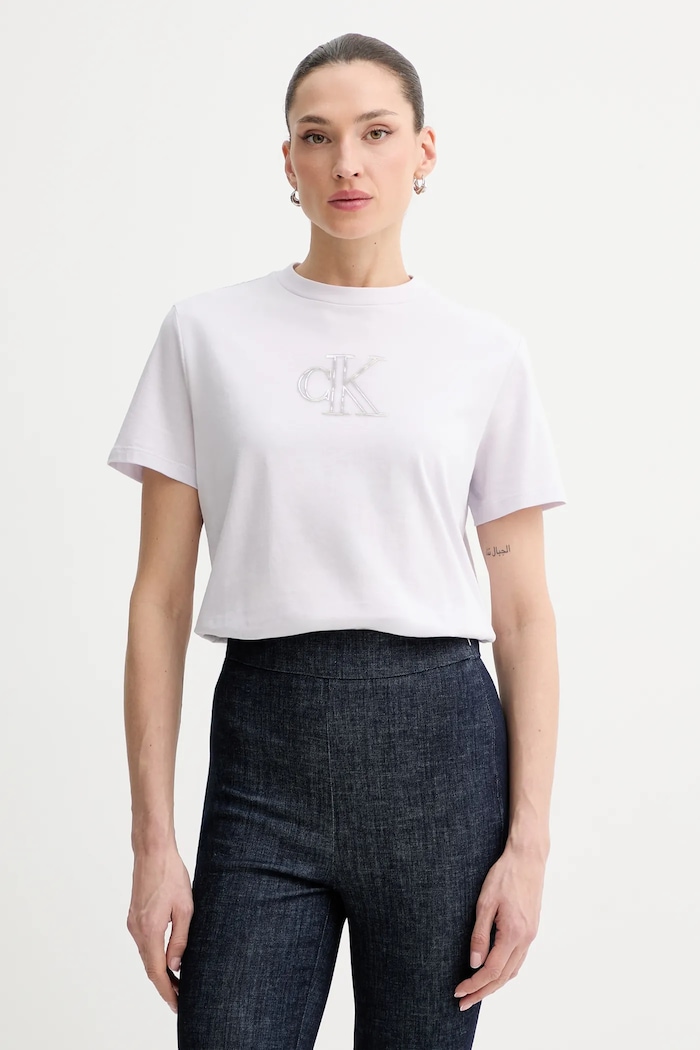 Calvin Klein Jeans pamut póló pamut lila LV047E827G