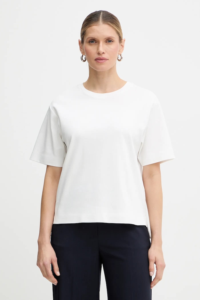 Bavlněné tričko Weekend Max Mara MULTID hladký bílá 2615941031600